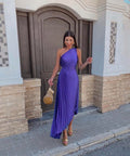 Peony | Women's Wedding Guest One Shoulder Asymmetric Midi Dress Evening